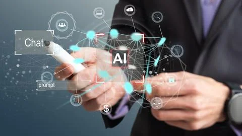 AI - Artificial Intelligence. Big Data and Deep Machine learning Concept Stock Photos