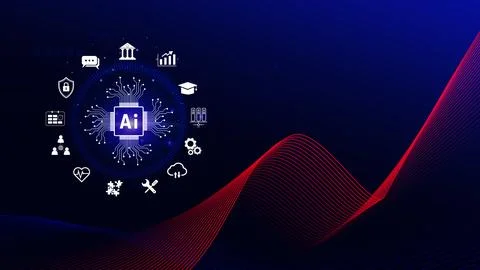 AI Artificial intelligence for business concept. AI brain processors in the.. Stock Illustration