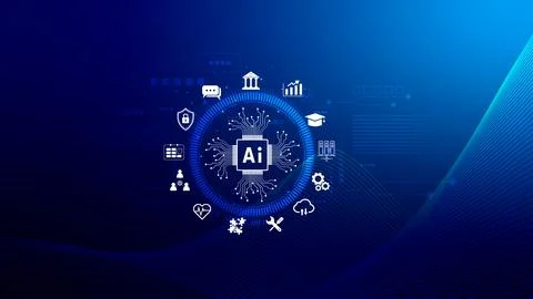 AI Artificial intelligence for business concept. AI brain processors in the.. Stock Illustration