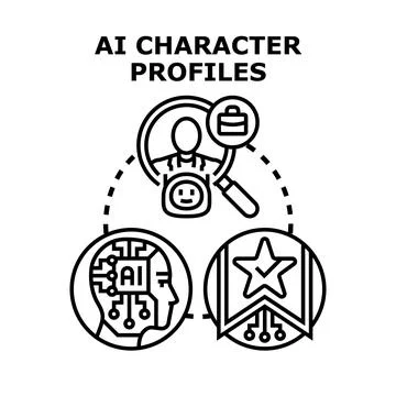 Ai artificial intelligence character profiles concept Stock Illustration