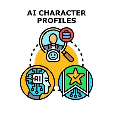 Ai artificial intelligence character profiles concept Stock Illustration
