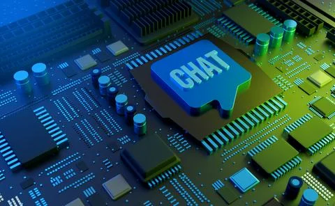 AI Artificial Intelligence Chat Micro Processor Concept - 3D Illustration R.. 스톡 일러스트