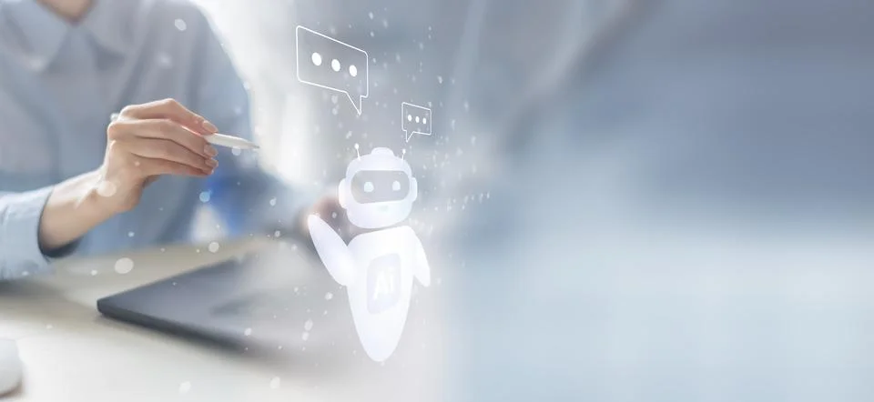 AI Artificial Intelligence Chatbot for Customer Service and Virtual Assistanc Stock Photos