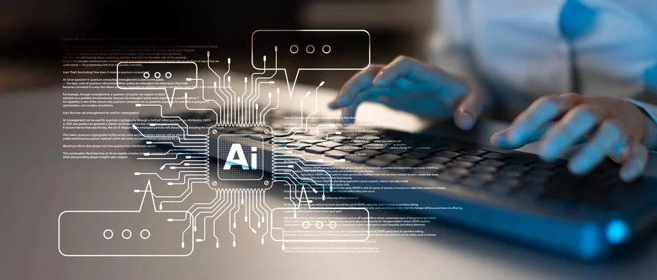 AI artificial intelligence chatbot system for business communication with tex Stock-Fotos