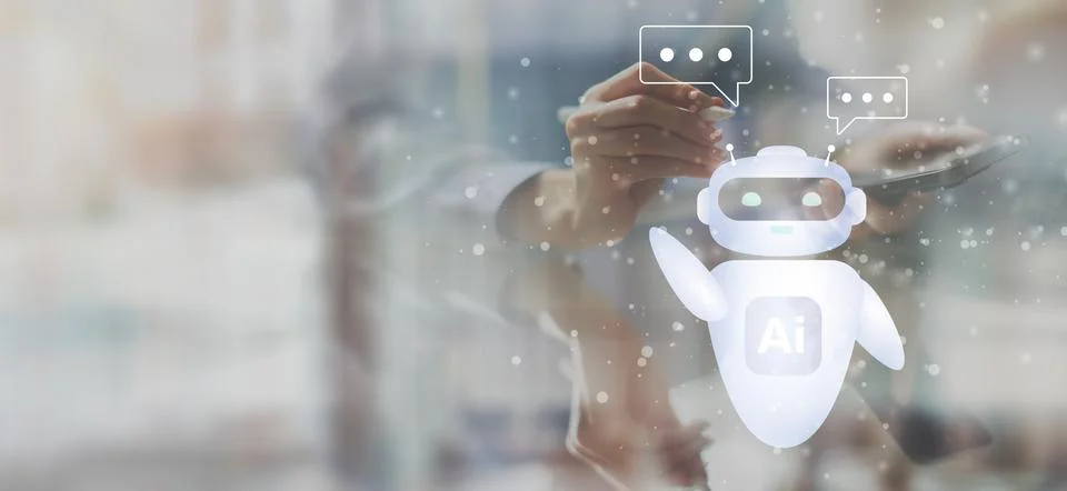 AI Artificial Intelligence Chatbot System for Customer Service and User Int.. Stock-Fotos