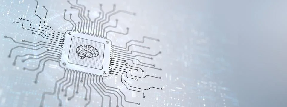 AI Artificial Intelligence Chip for Computing Power and Advanced Data Proce.. Illustrazione stock