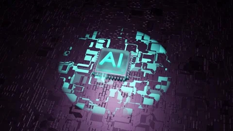 AI Artificial Intelligence Chip Loop Background | Futuristic Technology Stock Footage 310914706