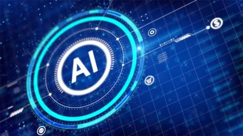 AI Artificial intelligence with circle HUD head up display interface for te.. Stock Illustration