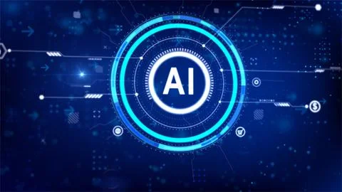 AI Artificial intelligence with circle HUD head up display interface Stock Illustration