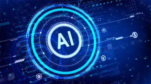 AI Artificial intelligence with circle HUD head up display interface Stockillustratie