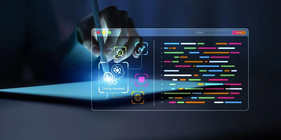 AI Artificial Intelligence Coding Assistant for Software Development and Pr.. 写真素材
