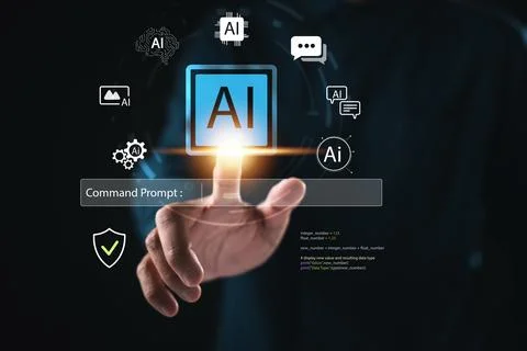 AI artificial intelligence command prompt technology coding digital transfo.. Stock Photos