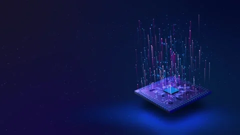 Ai artificial intelligence computer processor chip circuit CPU isometric Digital Stock Footage 312977209