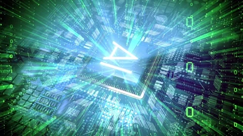 AI - artificial intelligence computer processr blended with binary code 動画素材 314200024