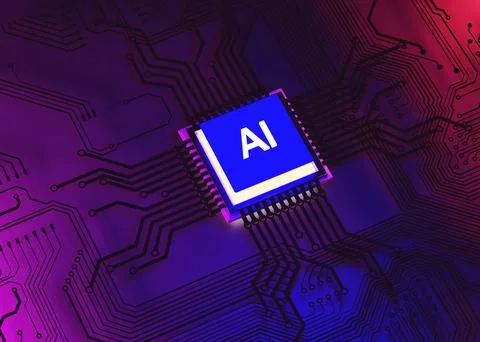 AI, Artificial Intelligence concept, 3d rendering. Central Computer Processors Illustrazione stock