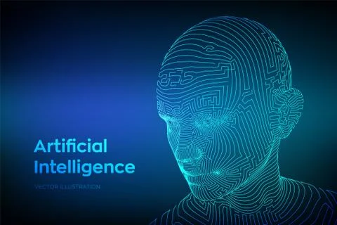 AI. Artificial intelligence concept. Ai digital brain. Abstract digital human Illustrazione stock