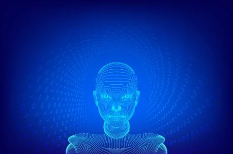 AI. Artificial intelligence concept. Ai digital brain. Abstract digital human Illustrazione stock