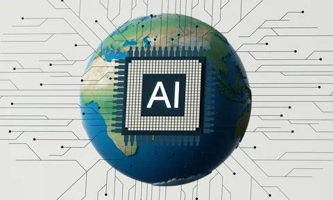 AI, Artificial Intelligence concept AI circuit board with electronic system w Stock Illustration