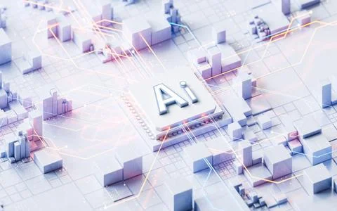 AI with artificial intelligence concept background, 3d rendering. Stock Illustration