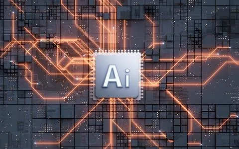 AI with artificial intelligence concept background, 3d rendering. イラスト素材