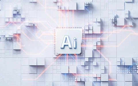 AI with artificial intelligence concept background, 3d rendering. Illustrazione stock