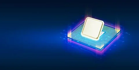 AI artificial intelligence concept, blank microprocessor glowing Stock Illustration