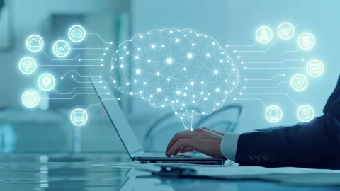 AI (Artificial Intelligence) concept. Business network. Stock Footage 156328570
