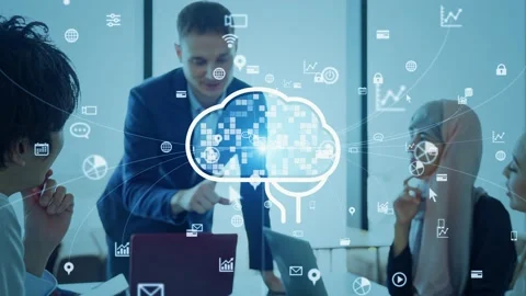 AI (Artificial Intelligence) concept. Business nwtwork. Digital transformation. Stock Footage 165259203
