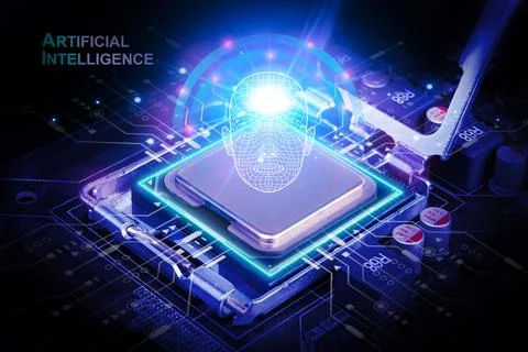 AI artificial intelligence concept, Close up of microprocessor Stock Photos