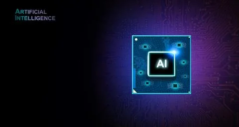 AI artificial intelligence concept, Close up of microprocessor 스톡 사진