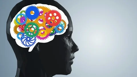 AI (Artificial Intelligence) concept. Cogwheels in the brain. Stock Footage 122903836