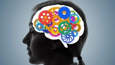 AI (Artificial Intelligence) concept. Cogwheels in the brain. Stock Footage 122903902