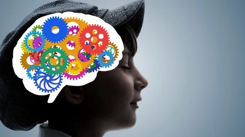 AI (Artificial Intelligence) concept. Cogwheels in the brain. Stock-Footage 122904111