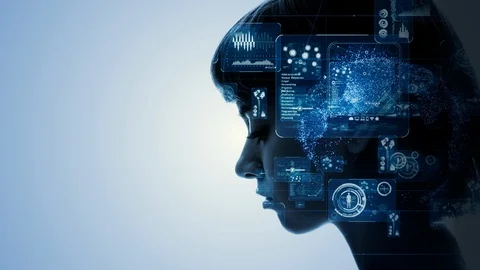 AI (Artificial Intelligence) concept. Communication network. Stock Footage 108477130