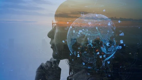 AI (Artificial Intelligence) concept. Communication network. Stock Footage 111993817