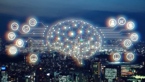 AI (Artificial Intelligence) concept. Communication network. Stock Footage 118285127