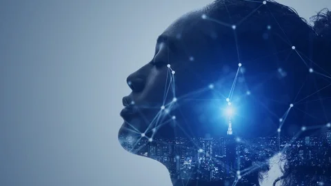 AI (Artificial Intelligence) concept. Communication network. Stock Footage 121304804