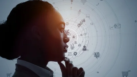 AI (Artificial Intelligence) concept. Communication network. Stock Footage 125797036