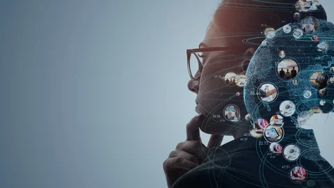 AI (Artificial Intelligence) concept. Communication network. Stock Footage 127041570