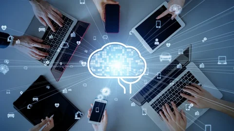 AI (Artificial Intelligence) concept. Communication network. Stock Footage 130085473