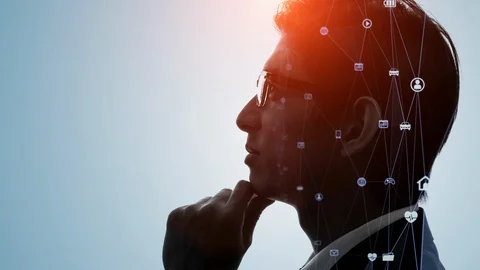 AI (Artificial Intelligence) concept. Communication network. Stock Footage 130085669