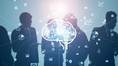 AI (Artificial Intelligence) concept. Communication network. Video stock 154497373