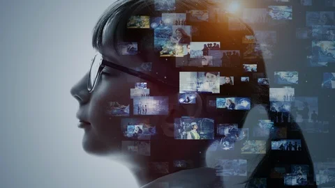 AI (Artificial Intelligence) concept. Contents concept. Social networking servic Stock Footage 125806649