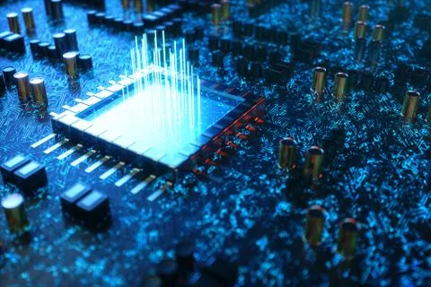 AI - artificial intelligence concept CPU. Machine learning. Central Computer Stock Illustration