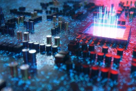 AI - artificial intelligence concept CPU. Machine learning. Central Computer Stock Illustration