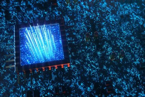 AI - artificial intelligence concept CPU. Machine learning. Central Computer Stock Illustration