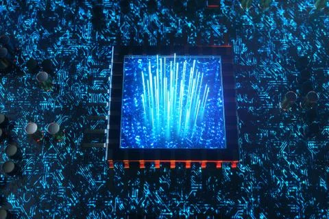 AI - artificial intelligence concept CPU. Machine learning. Central Computer Illustrazione stock