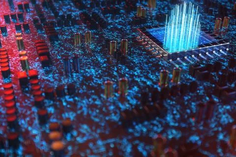 AI - artificial intelligence concept CPU. Machine learning. Central Computer Illustrazione stock