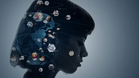 AI (Artificial Intelligence) concept. Deep learning. Mindfulness. Psychology. Stock-Footage 127042469