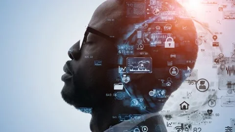 AI (Artificial Intelligence) concept. Deep learning. GUI (Graphical User Interfa Stock Footage 130847557